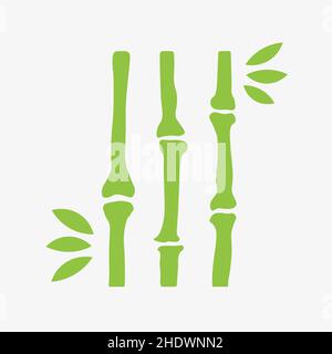 Illustrazione vettoriale di steli di bambù e foglie Illustrazione Vettoriale