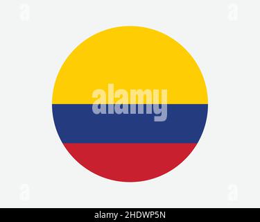 Bandiera del Paese del round della Colombia. Bandiera nazionale colombiana circolare. Repubblica di Colombia Banner a forma di cerchio. Illustrazione del vettore EPS. Illustrazione Vettoriale