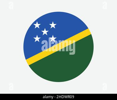 Solomon Islands Round Country Flag. Solomon Islands Circle bandiera nazionale. Banner pulsante a forma circolare delle Isole Solomon. Illustrazione del vettore EPS. Illustrazione Vettoriale