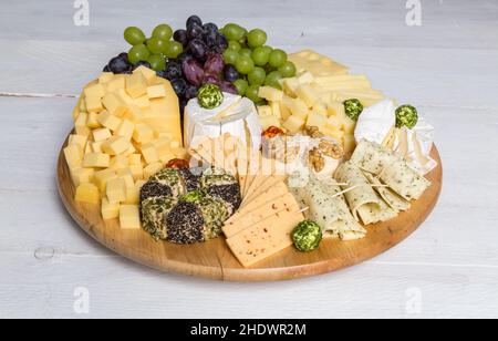 piatto di formaggi, formaggi, formaggi Foto Stock