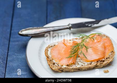 salmone, sandwich al salmone, salmoni, sandwich al salmone Foto Stock