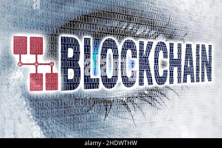 codifica, programmazione, blockchain Foto Stock