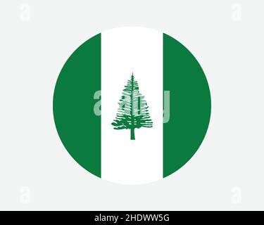 Bandiera rotonda dell'isola di Norfolk. Territorio Australiano della bandiera del cerchio dell'isola di Norfolk. Banner pulsante di forma circolare. Illustrazione del vettore EPS. Illustrazione Vettoriale