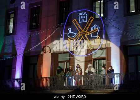 Cavalcata dei Magi 2022. Nel quartiere Sant Andreu de Palomar nella città di Barcellona. Foto Stock