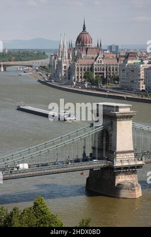 parlamento, budapest, ponte di catena, parlamenti, budapests, ponti a catena Foto Stock