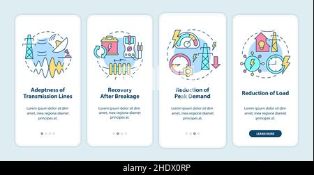 Applicazioni della schermata dell'app mobile di onboarding Smart Grid Illustrazione Vettoriale