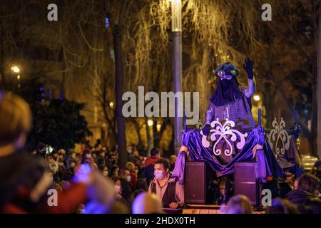 Cavalcata dei Magi 2022. Nel quartiere Sant Andreu de Palomar nella città di Barcellona. Foto Stock
