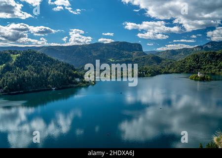 lago di bled, lago sbiancato Foto Stock