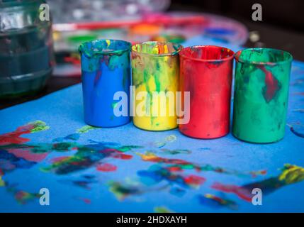 vernice acrilica, blob, vernici acriliche, blobs, vernice splat Foto Stock