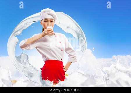 bere, latte, cucinare, bere, latte, cuochi Foto Stock