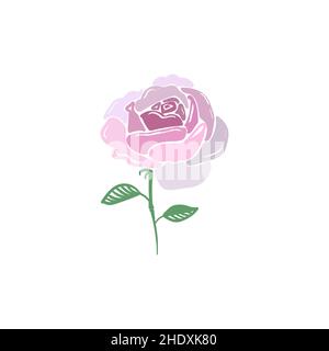 Astratto rosa isolato su sfondo bianco. Illustrazione di scorta alla moda per il tuo design. Vettore Illustration.Rose fiore elementi di design. Illustrazione Vettoriale