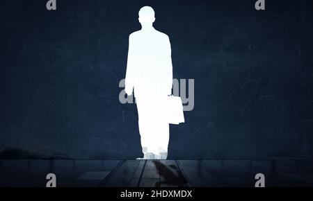 uomo d'affari, silhouette, capo, uomini d'affari, dirigente, dirigenti, leader, leader, manager, silhouette Foto Stock