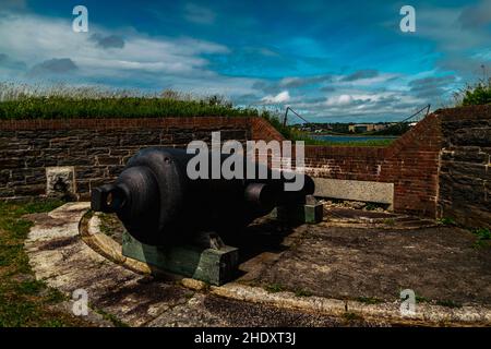 pistola rml da 9 pollici a fort charlotte sull'isola georges Foto Stock