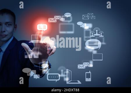 messaggio, invio, wireless, trasferimento dati, messaggi, invia, trasferimenti di dati Foto Stock