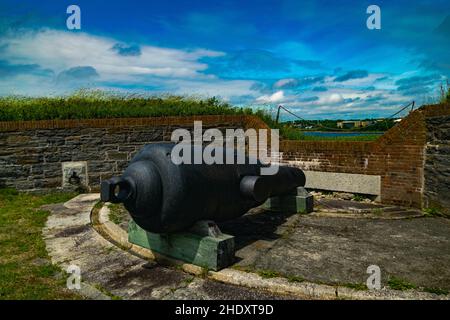 pistola rml da 9 pollici a fort charlotte sull'isola georges Foto Stock