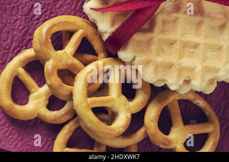 waffle, pretzel, waffle, pretzel Foto Stock