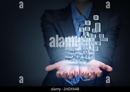 modulo, blocchi, soluzione, gestione, fusione, moduli, blocco, feedback, risultato, soluzioni, gestione Foto Stock