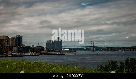 skyline di halifax da georges island Foto Stock