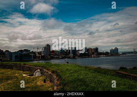 skyline di halifax da georges island Foto Stock