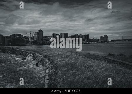 skyline di halifax da georges island Foto Stock