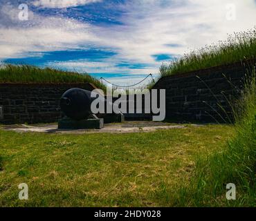 pistola rml da 9 pollici a fort charlotte sull'isola georges Foto Stock