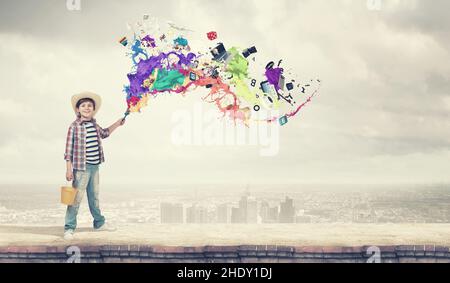 ragazzo, splash, creatività, desideri, crea, ragazzi, spatter, spruzzi, creativities, desiderio, crea Foto Stock