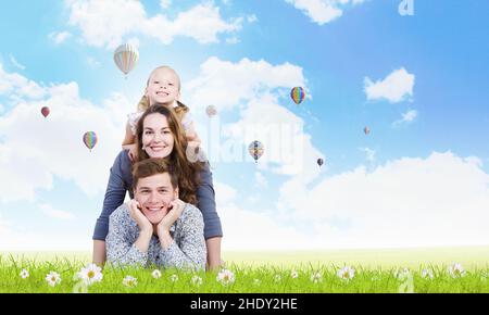 felice, convivenza, famiglia, happies, cohesions, famiglie Foto Stock