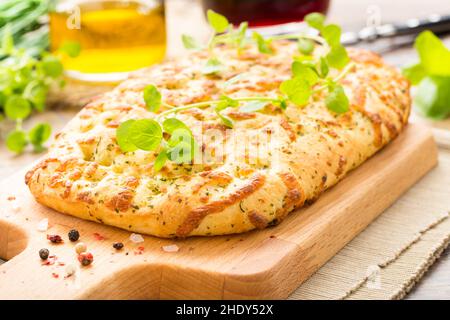 focaccia, focaccia, focaccia, focaccia, focaccia Foto Stock