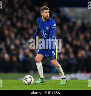 Londra, Regno Unito. 05th Jan 2022. 05 gennaio - Chelsea v Tottenham Hotspur - Carabao Cup - Stamford Bridge Jorginho durante la partita della Carabao Cup allo Stamford Bridge. Picture Credit : Credit: Mark Pain/Alamy Live News Foto Stock