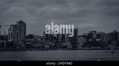 skyline di halifax da georges island Foto Stock