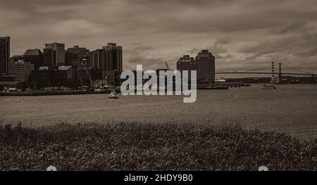 skyline di halifax da georges island Foto Stock