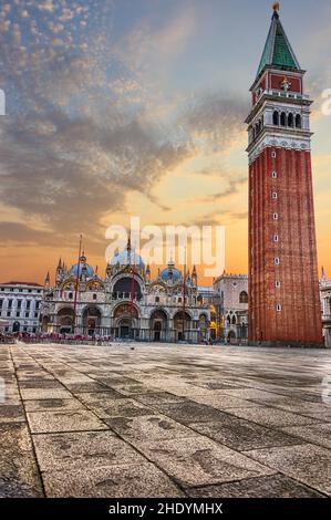 venezia, campanile, cattedrale di san marco, venices, campaniles, cattedrali di san marco Foto Stock