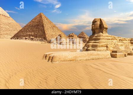 sfinge, necropoli di giza, sfingi Foto Stock