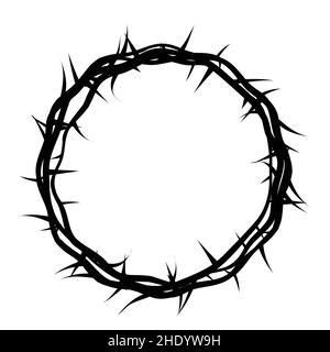 Silhouette di corona di spine, Gesù Cristo corona di spine, pasqua simbolo religioso del cristianesimo, vettore Illustrazione Vettoriale