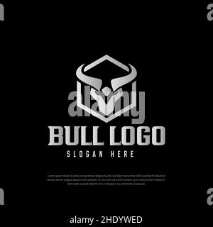 Vector Premium Bull Head con logo. Modello astratto Taurus Hexagon Bull Vector Design Illustrazione Vettoriale
