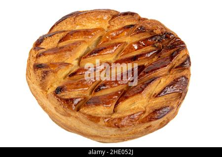 "Galette des rois" su sfondo bianco per epifania Foto Stock