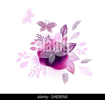 Astrazione da fiori e farfalle. Illustrazione vettoriale Illustrazione Vettoriale