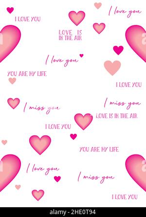 Modello senza giunture con i Love You frasi in diverse lingue. Ornamento per San Valentino. Illustrazione dell'inchiostro. Calligrafia moderna a spazzola. Isolato su Illustrazione Vettoriale