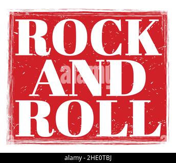 ROCK AND ROLL, scritto su un segno rosso grungy timbro Foto Stock