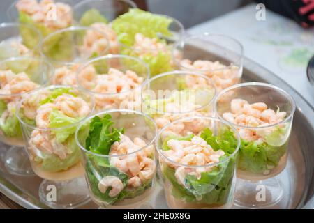 Un mix di antipasti italiani per la cena di Capodanno Foto Stock