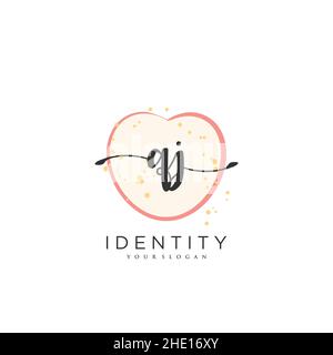 QJ Handwriting logo arte vettoriale di firma iniziale, matrimonio, moda, gioielleria, boutique, floreale e botanica con modello creativo per qualsiasi azienda Illustrazione Vettoriale