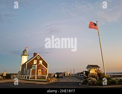 Faro di Scituate dopo un bel tramonto pieno di nuvole a Scituate Massachusetts -06 Foto Stock