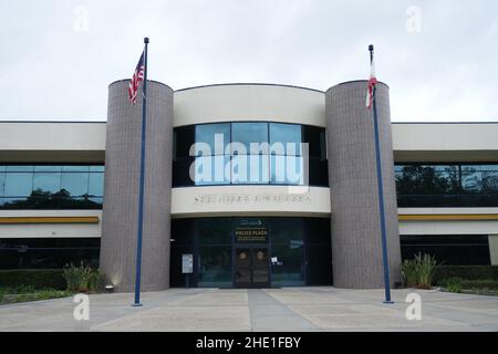 Il San Diego Police Department Plaza al 4020 Murphy Canyon Road, martedì 28 dicembre 2021, a San Diego. La struttura di proprietà della città, precedentemente nota come Chargers Park, era la sede dei San Diego Chargers prima del trasferimento della squadra a Los Angeles per l'inizio della stagione 2017. Foto Stock