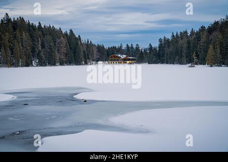 Inverno am Großen Arbersee im Bayerischen Wald Foto Stock