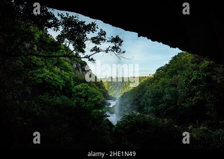 Sette Cascades o Tamarind Falls a Mauritius Foto Stock
