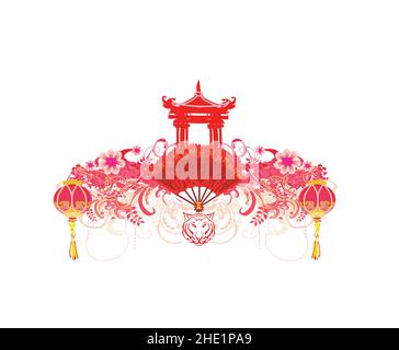 Felice anno nuovo 2022, Capodanno cinese, anno della tigre, felice lunare anno nuovo 2022 Illustrazione Vettoriale