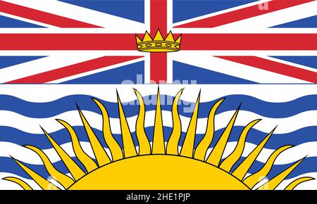 Bandiera vettoriale ufficiale della provincia canadese DELLA BRITISH COLUMBIA, CANADA Illustrazione Vettoriale