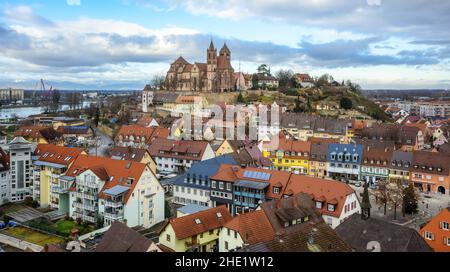 Breisach am Rhein storica città vecchia, Germania, si trova sul confine tedesco-francese sul fiume Reno Foto Stock