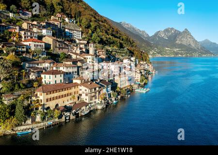 Gandria, il pittoresco villaggio lacustre sul lago di Lugano, Canton Ticino, è uno dei più bei villaggi della Svizzera e una popolare gita di un giorno Foto Stock