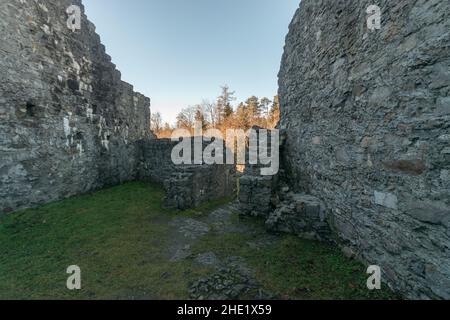 Schellenberg, Liechtenstein, 31 dicembre 2021 rovine storico vecchio castello di metà età Foto Stock